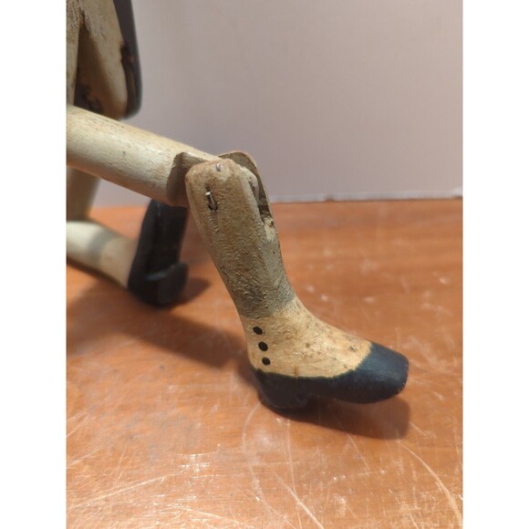 19th Century Folk Art Carved Wood Dancing Dan Articulated Jig Doll Hand Painted - Picture 11 of 11